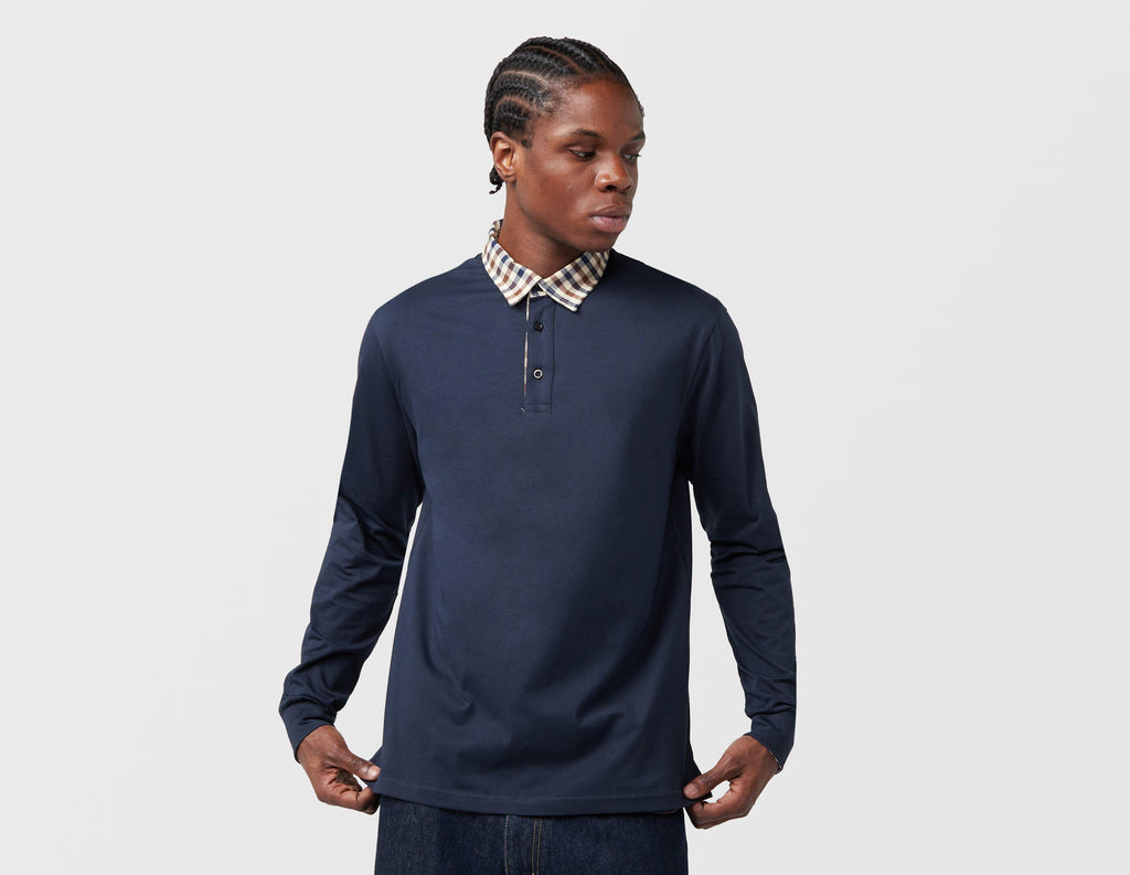 Aquascutum Check Collar Polo Shirt